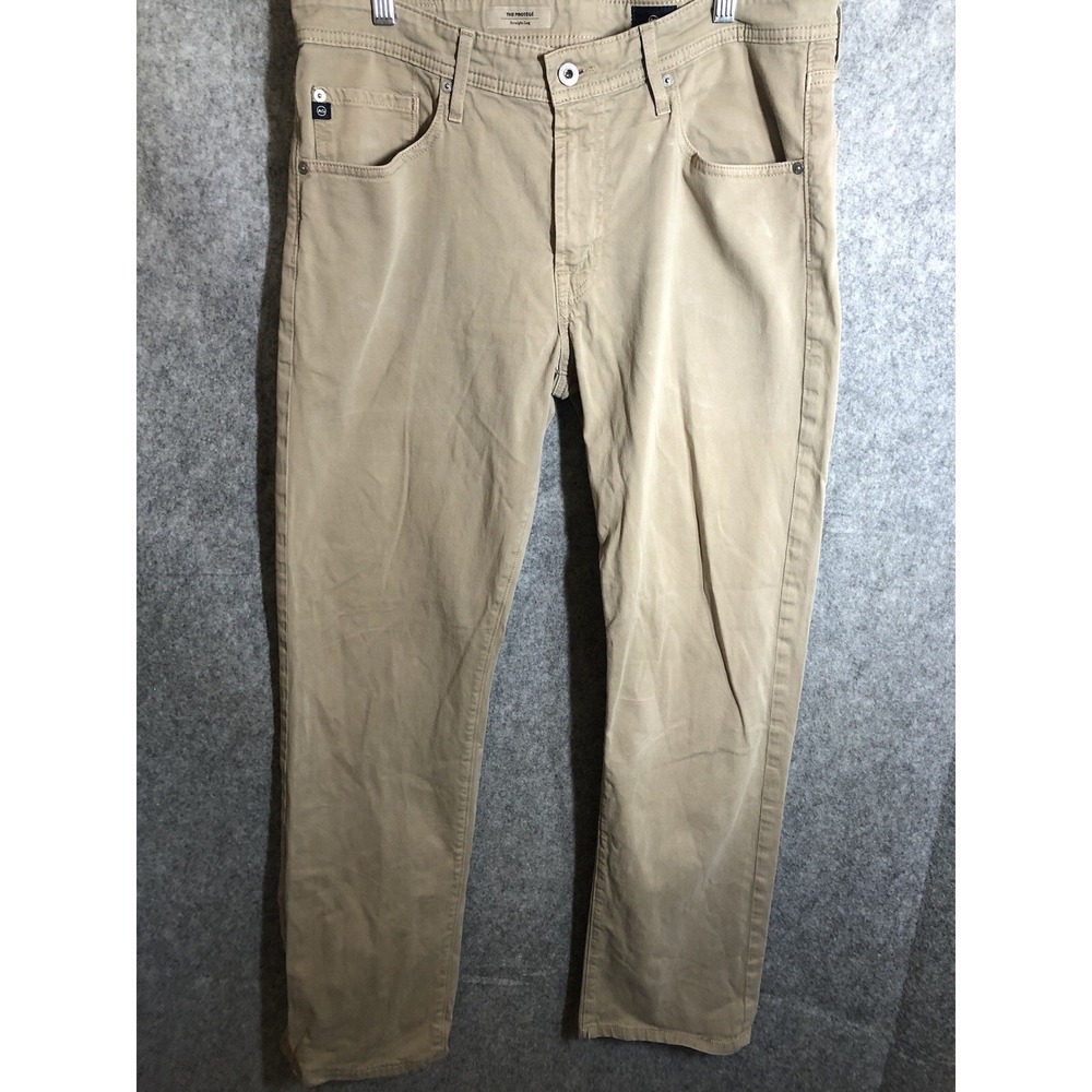 AG Adriano Goldschmied Pants Mens 34x34 Tan Chino Straight Leg Stretch Protege